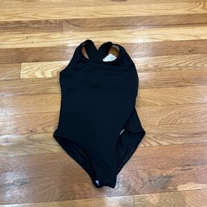 Child Play Girls Black Red Studded Swim Suit Body Suit One Piece Size 5